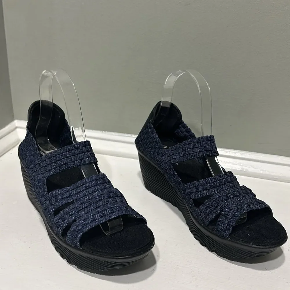 Blue Open Toe Summer/Spring Platform Wedge by White Mountain -size 8.5